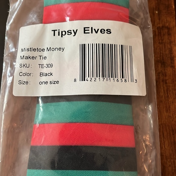 Tipsy Elves Mistletoe Money striped standard tie‎ new in package - Picture 2 of 3